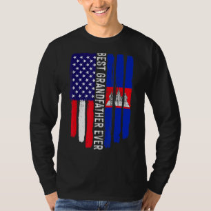 Camiseta Bandera estadounidense y mejor abuelo de Camboya
