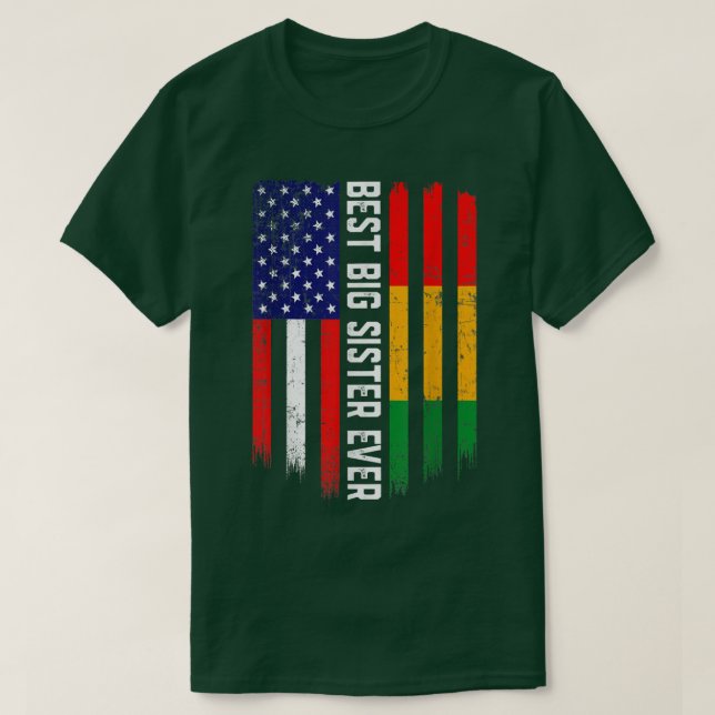 Camiseta Bandera estadounidense y mejor hermana mayor de la (Diseño del anverso)