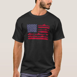 Camiseta Bandera estadounidense y navíos Patrióticos Milita