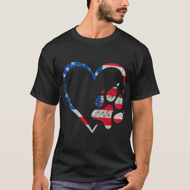 Camiseta Bandera estadounidense y patriota de perro (Anverso)