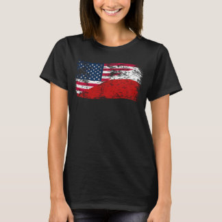 Camiseta Bandera estadounidense y polaca combinadas en una 