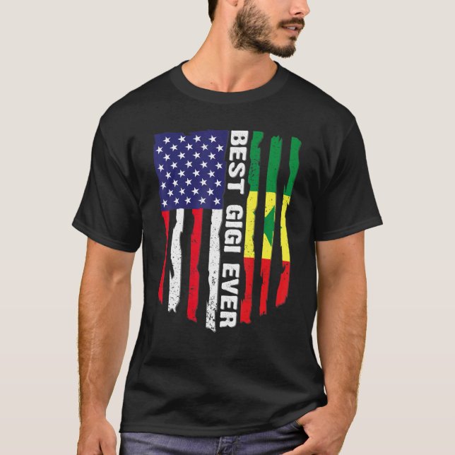 Camiseta Bandera estadounidense y Senegal mejor familia Gig (Anverso)