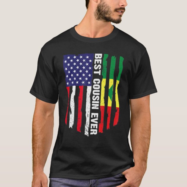 Camiseta Bandera estadounidense y Senegal Mejor Primo de la (Anverso)