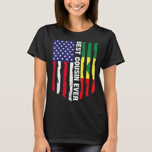 Camiseta Bandera estadounidense y Senegal Mejor Primo de la (Anverso)