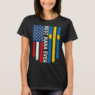 Camiseta Bandera estadounidense y Suecia mejor familia Nana