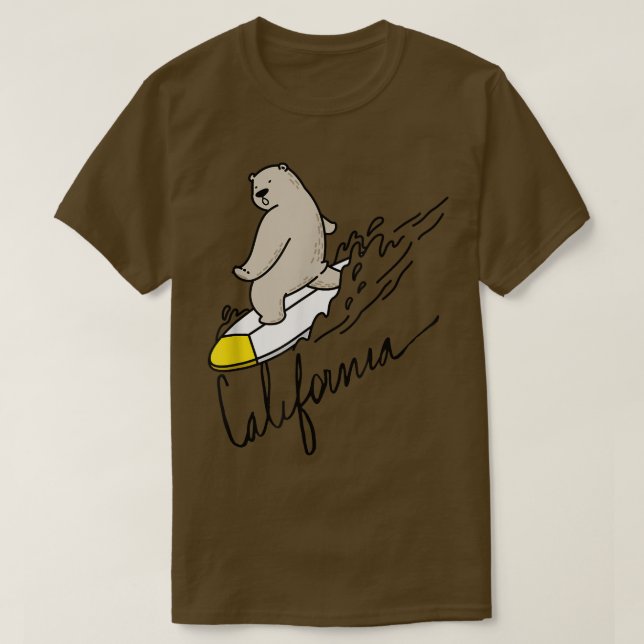 Camiseta Bandera estatal C de California Bear Bear Surfing  (Diseño del anverso)