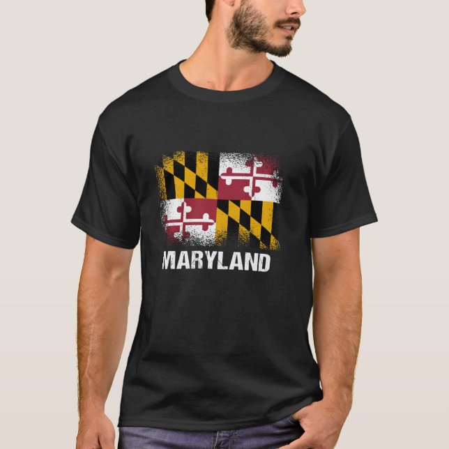 Camiseta Bandera Estatal De Maryland Manga Larga A La Camis (Anverso)