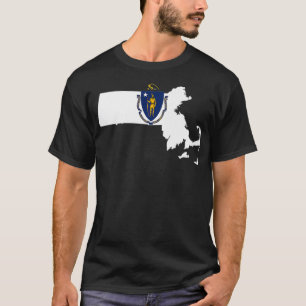 Camiseta Bandera estatal de Massachusetts dentro del mapa d