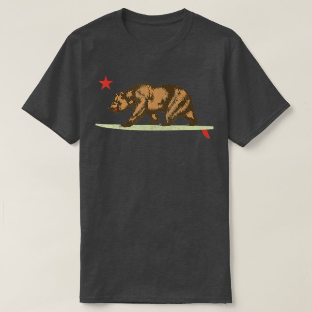 Camiseta Bandera Estatal de Surfing Surfboard de California (Diseño del anverso)