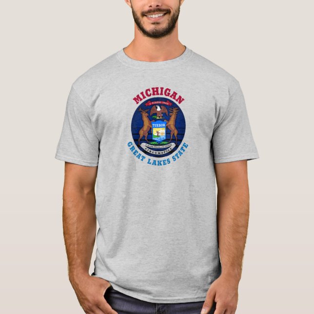 CAMISETA BANDERA ESTATAL MICHIGAN GREAT LAKES (Anverso)