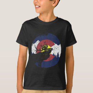 Camiseta Bandera Estatal Retro Montañas Rocosas Colorado Es