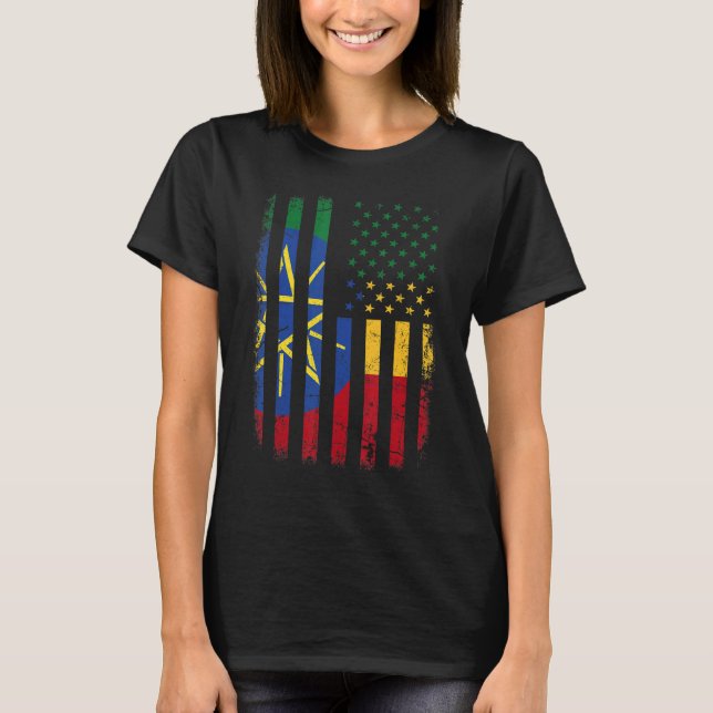 Camiseta Bandera Etíope Americana Etíope Rota Etiopía A (Anverso)