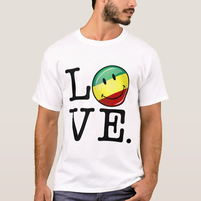 Camiseta Bandera feliz de Rasta del amor de Rastafarian (Anverso)