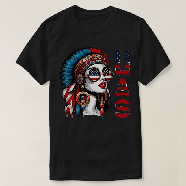 Camiseta bandera femenina de los estados unidos Roots Chica (Diseño del anverso)
