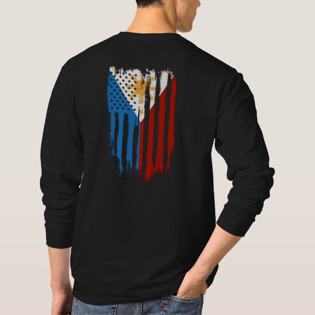 Camiseta Bandera filipina mitad americana mitad filipina (Reverso)