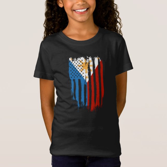 Camiseta Bandera filipina mitad americana mitad filipina (Anverso)
