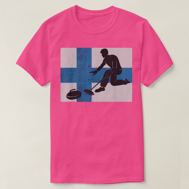 Camiseta Bandera finlandesa Curling Shirt Deportes de Invie (Diseño del anverso)