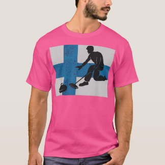 Camiseta Bandera finlandesa Curling Shirt Deportes de Invie