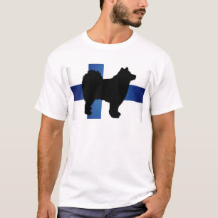Camiseta bandera finlandesa de la silueta del lapphund