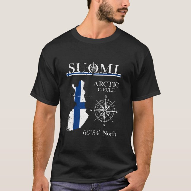 Camiseta Bandera finlandesa del círculo ártico Suomi Finlan (Anverso)