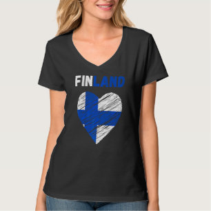 Camiseta Bandera finlandesa Festividad Finlandia Corazón Ba