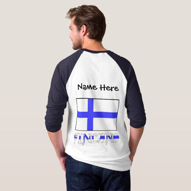 Camiseta Bandera finlandesa y finlandesa personalizada (Reverso completo)