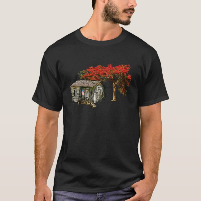 Camiseta Bandera flamenca de Puerto Rico Casita De Campo Bo (Anverso)