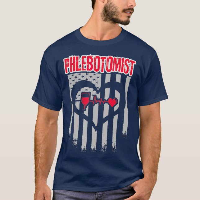 Camiseta Bandera flebotomita Needle Phlebotomy Technist (Anverso)