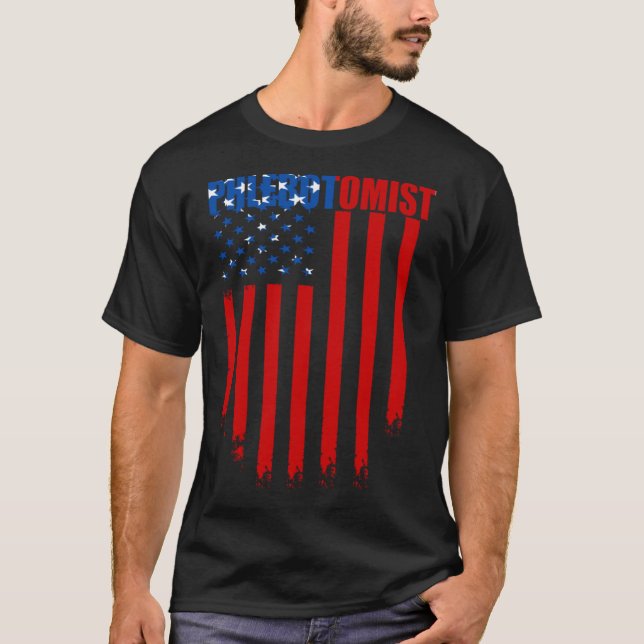 Camiseta Bandera flebotomita Needles Phlebotomy Technist (Anverso)