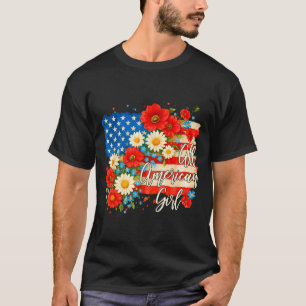 Camiseta Bandera floral del 4 de julio americano día de la