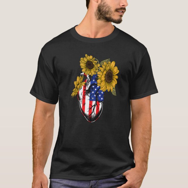 Camiseta Bandera florista norteamericana 4 de julio Anatomí (Anverso)