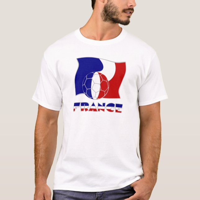 Camiseta Bandera francesa con bola de fútbol (Anverso)