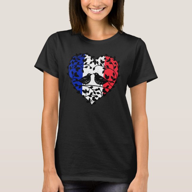 Camiseta Bandera Francesa Día de la Bastilla 2 Pájaros Pequ (Anverso)