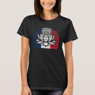 Camiseta Bandera francesa Francia flor de loto budista retr