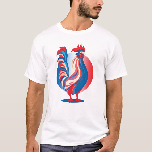 Camiseta Bandera Francesa, gallo patriótico (Anverso)