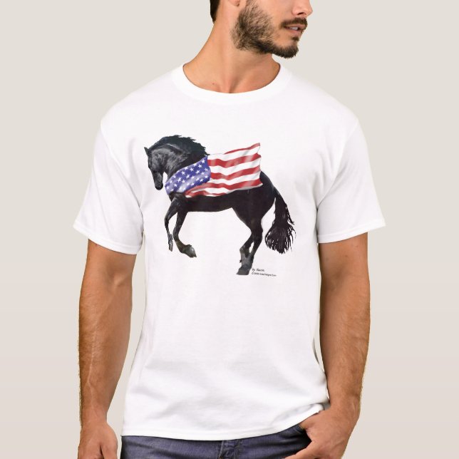Camiseta Bandera frisia patriótica del caballo (Anverso)