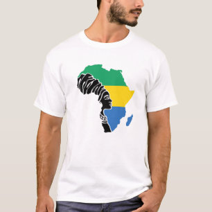 Camiseta Bandera Gabonesa África Mapa del patrimonio étnico