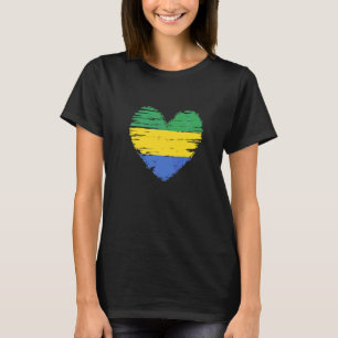 Camiseta Bandera gabonesa del corazón del Gabón Orgullo gab