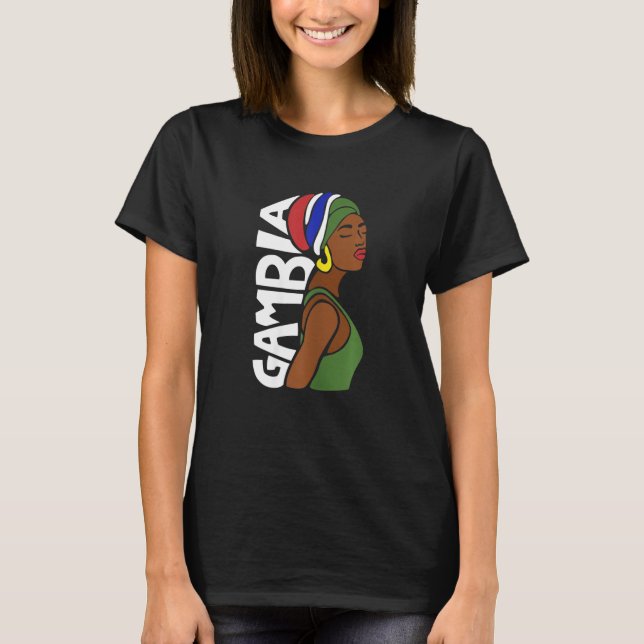 Camiseta Bandera gambiana Banjul negra africana de Gambia (Anverso)
