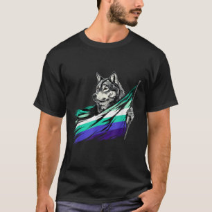 Camiseta Bandera gay de lobo LGBTQ Bandera de orgullo de Ml