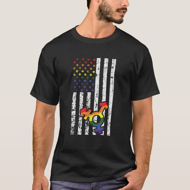 Camiseta Bandera gay estadounidense orgullo arcoíris Orgull (Anverso)