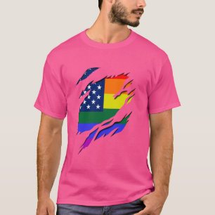 Camiseta Bandera gay lesbiana USA Efecto 3D Orgullo Gay LGB