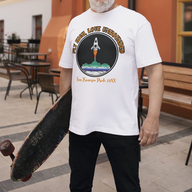 Camiseta Bandera gay LGBTQ, vuelo alto, amor sin límites (Subido por el creador)