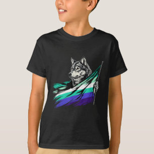 Camiseta Bandera gay masculina lobo LGBTQ Bandera orgullo m