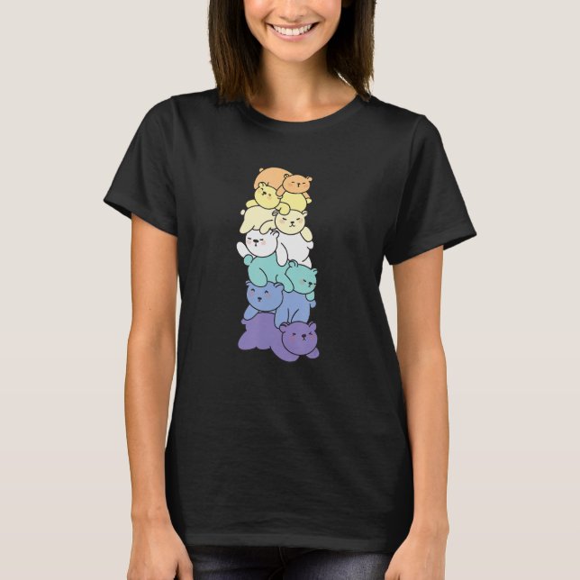Camiseta Bandera Genderfaun Pile Pride Lgbtq Oso Cute Gende (Anverso)