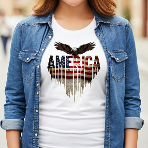 Camiseta bandera grunge de América y águila