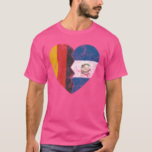 Camiseta Bandera guatemalteca alemana Corazón Alemania Guat