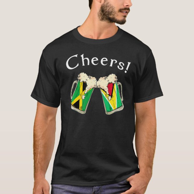 Camiseta Bandera guayana de Jamaica alienta a la cerveza a  (Anverso)