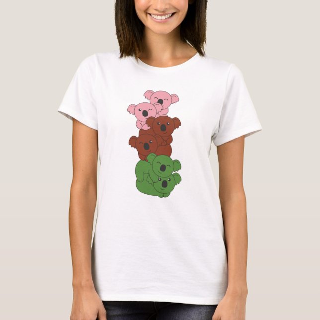 Camiseta Bandera Gynosexual Orgullo Lgbtq Cute Koala Pile (Anverso)