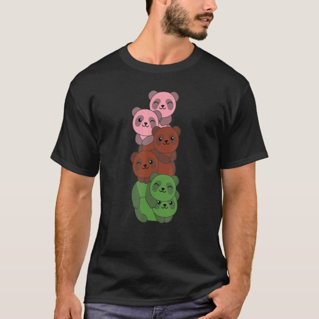 Camiseta Bandera Gynosexual Pile Pride Lgbtq Pandas Gynosex (Anverso)